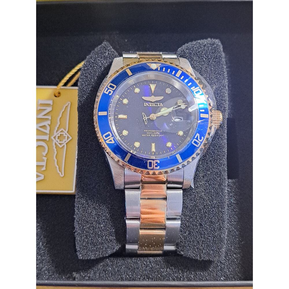 INVICTA Pro Diver Men's Watch 40mm  26972 Blue Dial 2 Tone Metal Band